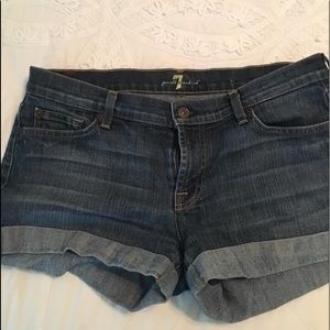 7 For All Mankind Rolled Denim Shorts